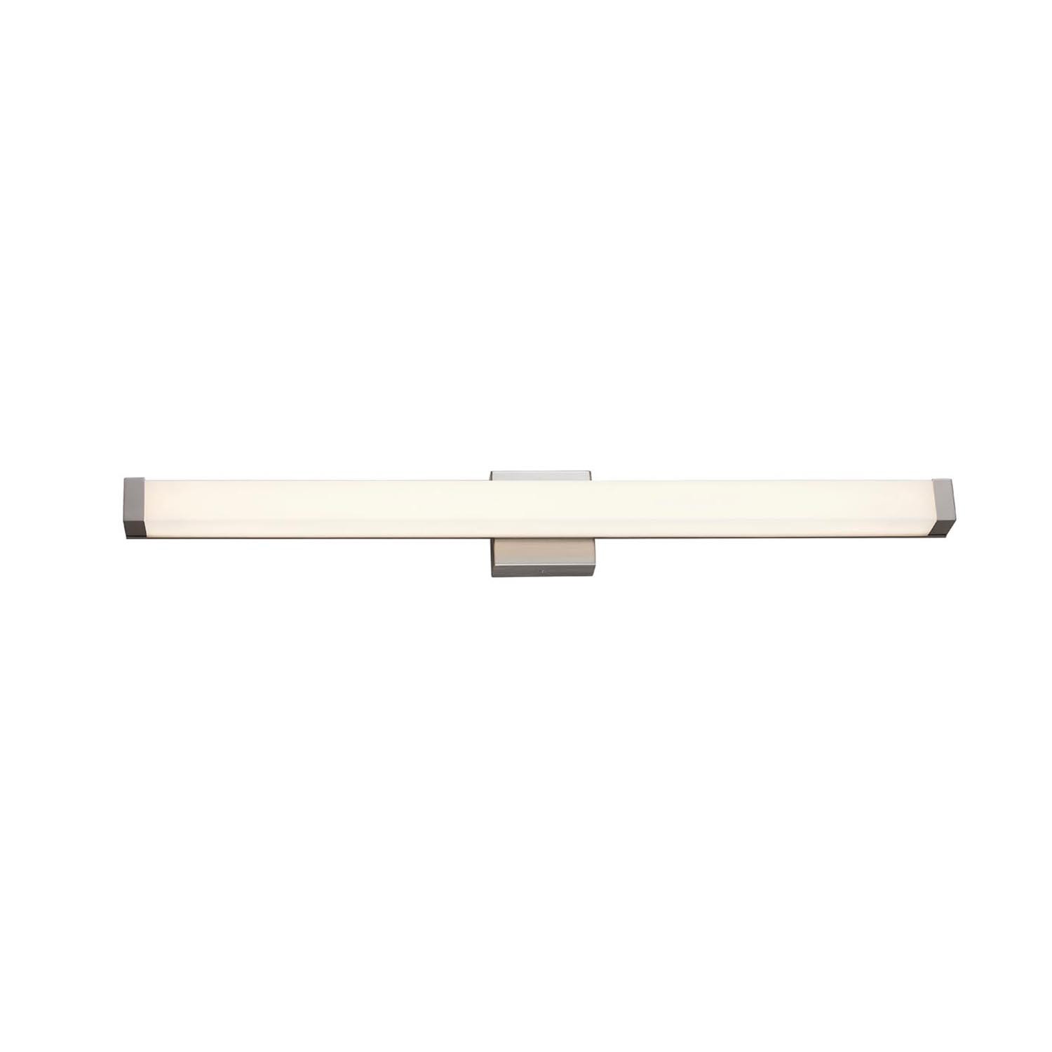 Photos - Chandelier / Lamp MiO Justice Design Brushed Nickel LED Linear Wall Bathroom Vanity Light from the Acryluxe Collection ACR-9005-OPAL-NCKL 