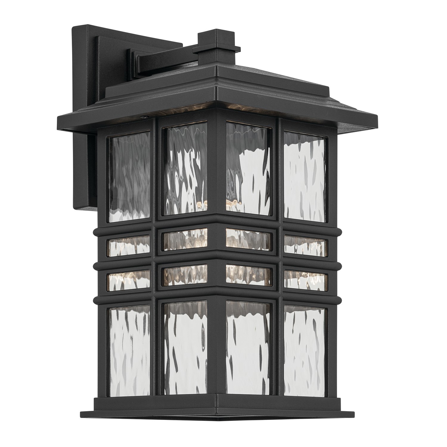 KICH 49830BKT BEACON SQUARE ONE LIGHT OUDOOR WALL MOUNT TEXTURED BLACK 8"W X 14.25"H