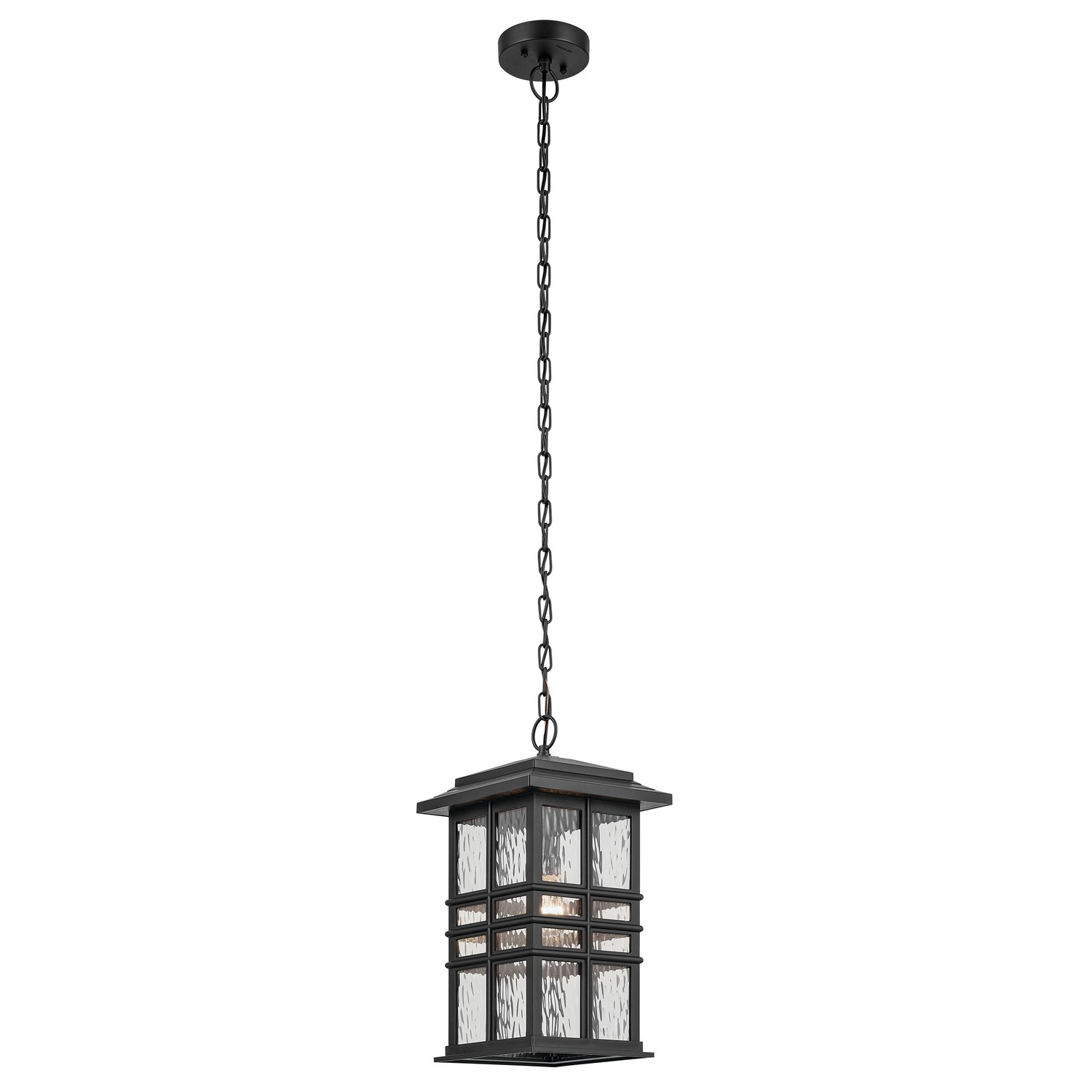 KICH 49833BKT BEACON SQUARE ONE LIGHT OUTDOOR PENDANT TEXTURED BLACK 9.5"W X 18"H