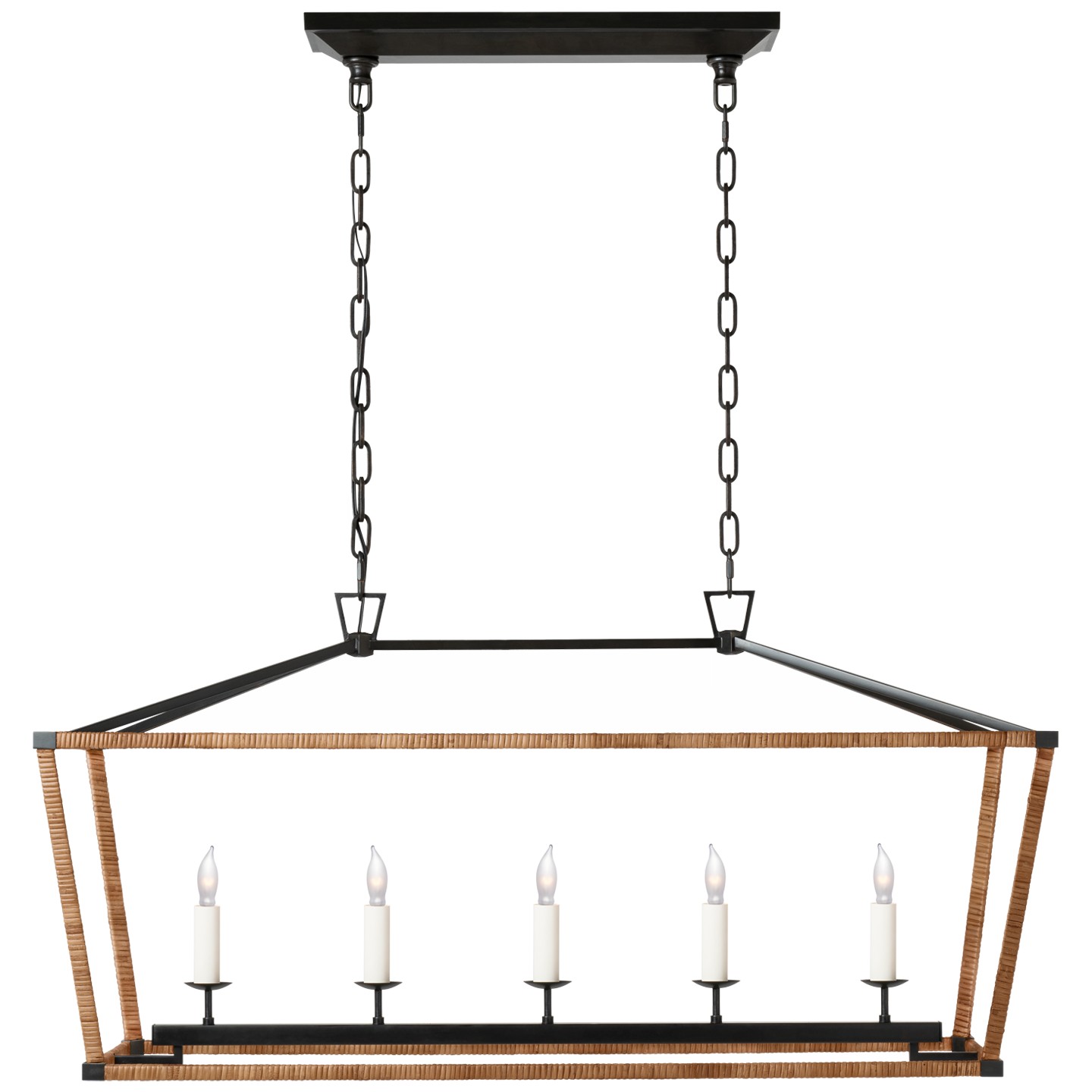 VISUSIGN CHC 5765AI/NRT LED Linear Lantern Aged Iron and Natural Rattan Number Of Bulbs 5 Candelabra