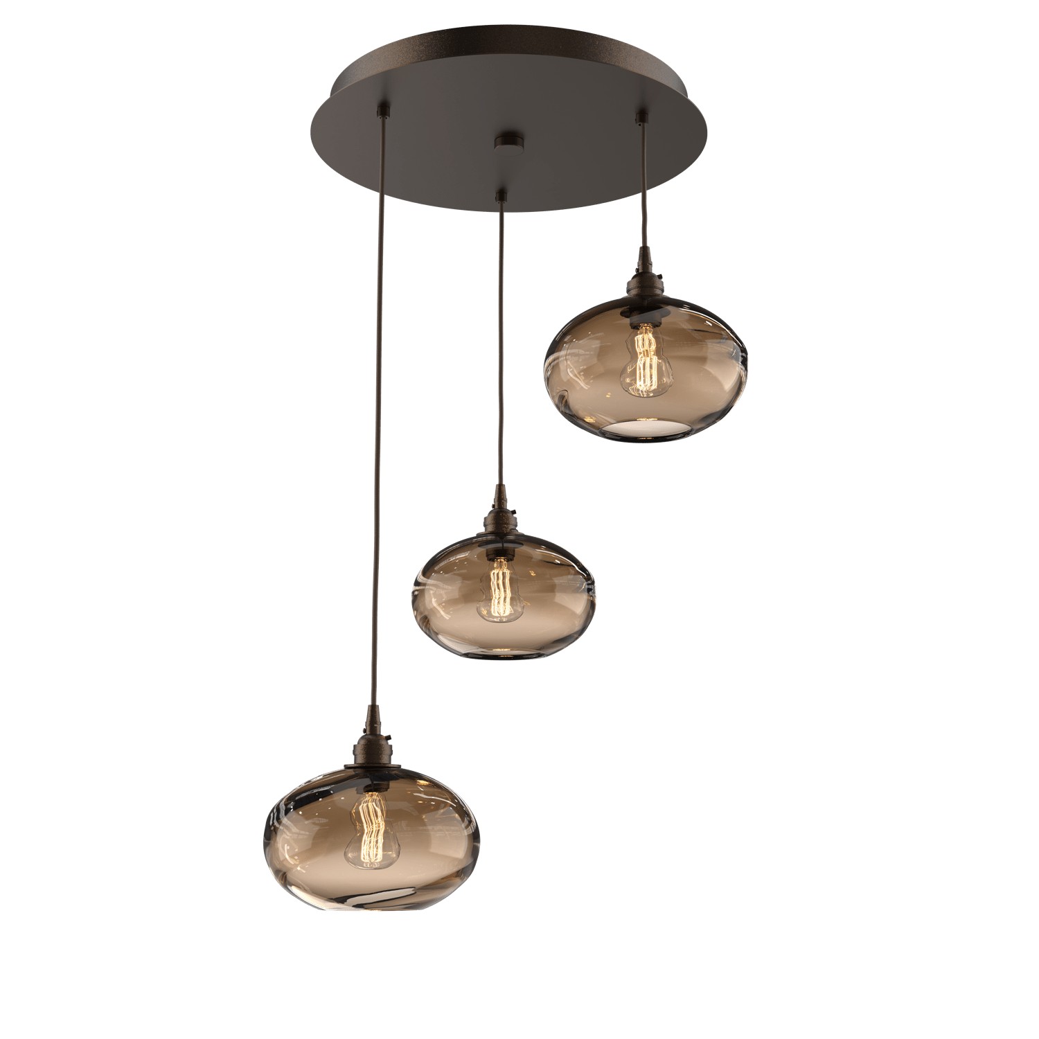 HAMMERTON CHB0036-03-FB-OB-C01-E2 Three Light Pendant Flat Bronze Number Of Bulbs 3 A19