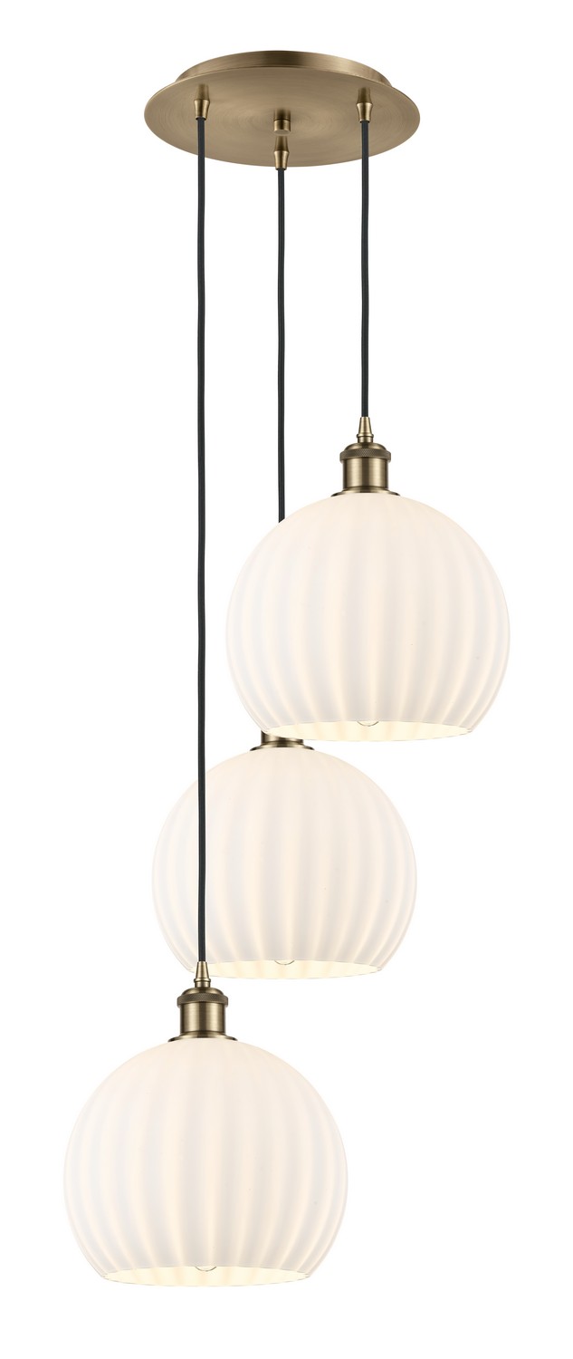 Three Light Pendant by Innovations - Ballston Collection, Antique Brass Finish - 113B-3P-AB-G1217-10WV