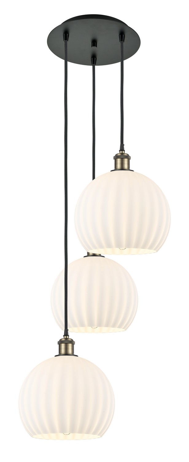 Three Light Pendant by Innovations - Ballston Collection, Black Antique Brass Finish - 113B-3P-BAB-G1217-10WV