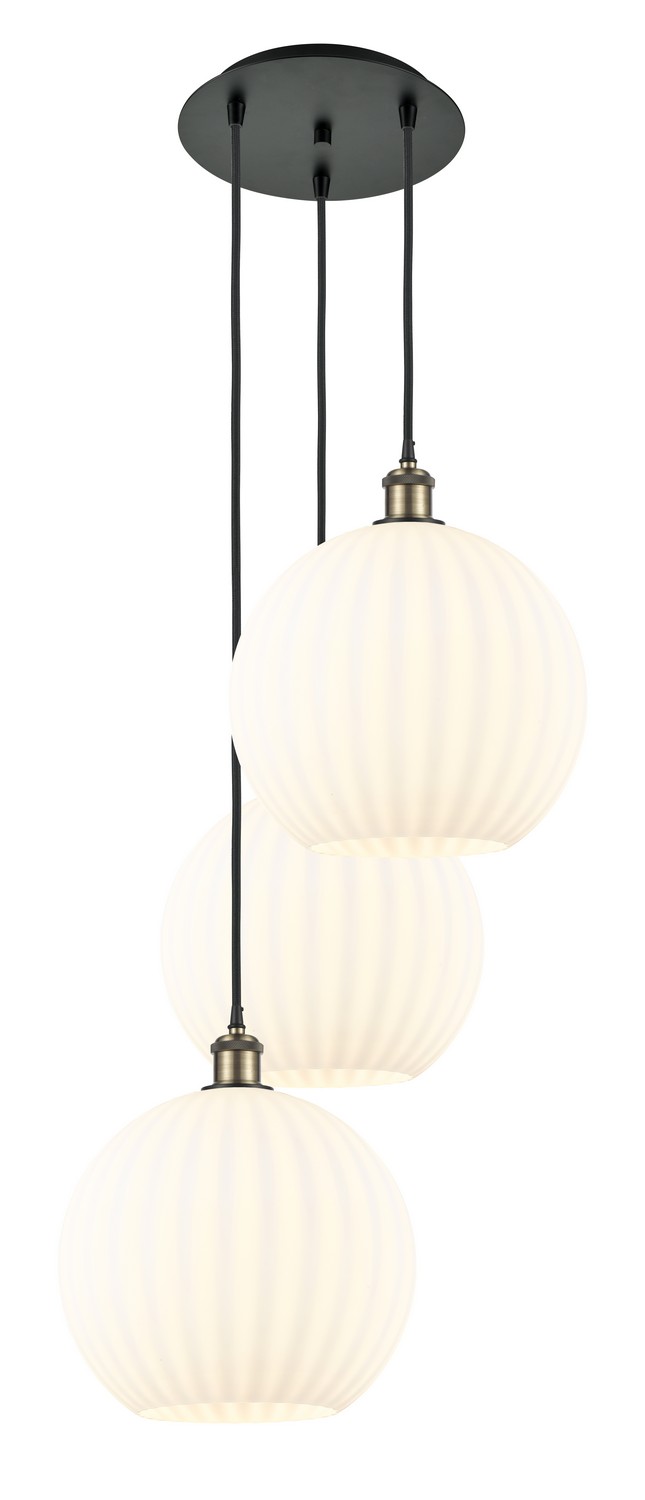 Three Light Pendant by Innovations - Ballston Collection, Black Antique Brass Finish - 113B-3P-BAB-G1217-12WV