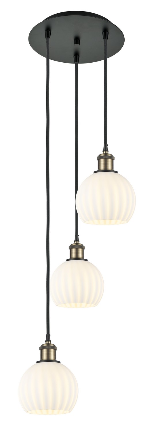 Three Light Pendant by Innovations - Ballston Collection, Black Antique Brass Finish - 113B-3P-BAB-G1217-6WV