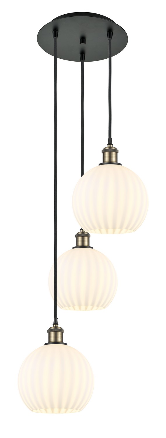 Three Light Pendant by Innovations - Ballston Collection, Black Antique Brass Finish - 113B-3P-BAB-G1217-8WV