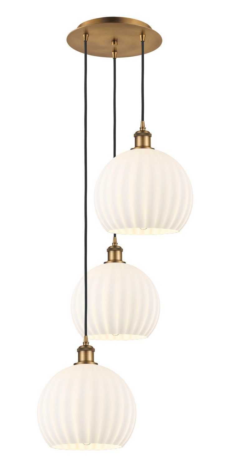 Three Light Pendant by Innovations - Ballston Collection, Brushed Brass Finish - 113B-3P-BB-G1217-10WV