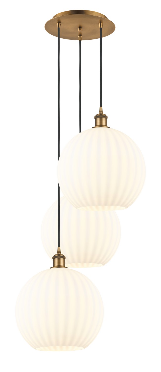 Three Light Pendant by Innovations - Ballston Collection, Brushed Brass Finish - 113B-3P-BB-G1217-12WV