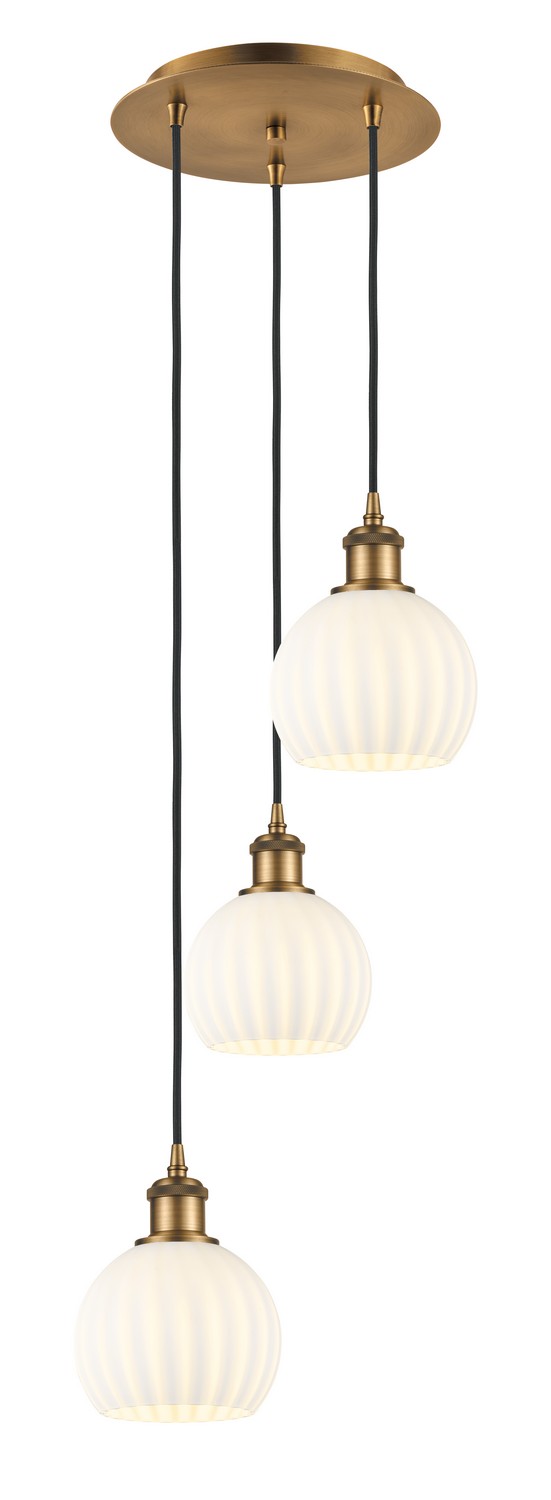 Three Light Pendant by Innovations - Ballston Collection, Brushed Brass Finish - 113B-3P-BB-G1217-6WV