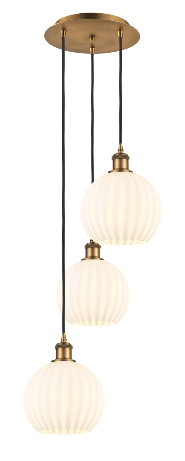Three Light Pendant by Innovations - Ballston Collection, Brushed Brass Finish - 113B-3P-BB-G1217-8WV
