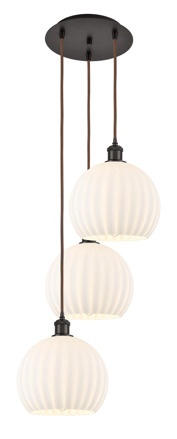 Three Light Pendant by Innovations - Ballston Collection, Oil Rubbed Bronze Finish - 113B-3P-OB-G1217-10WV