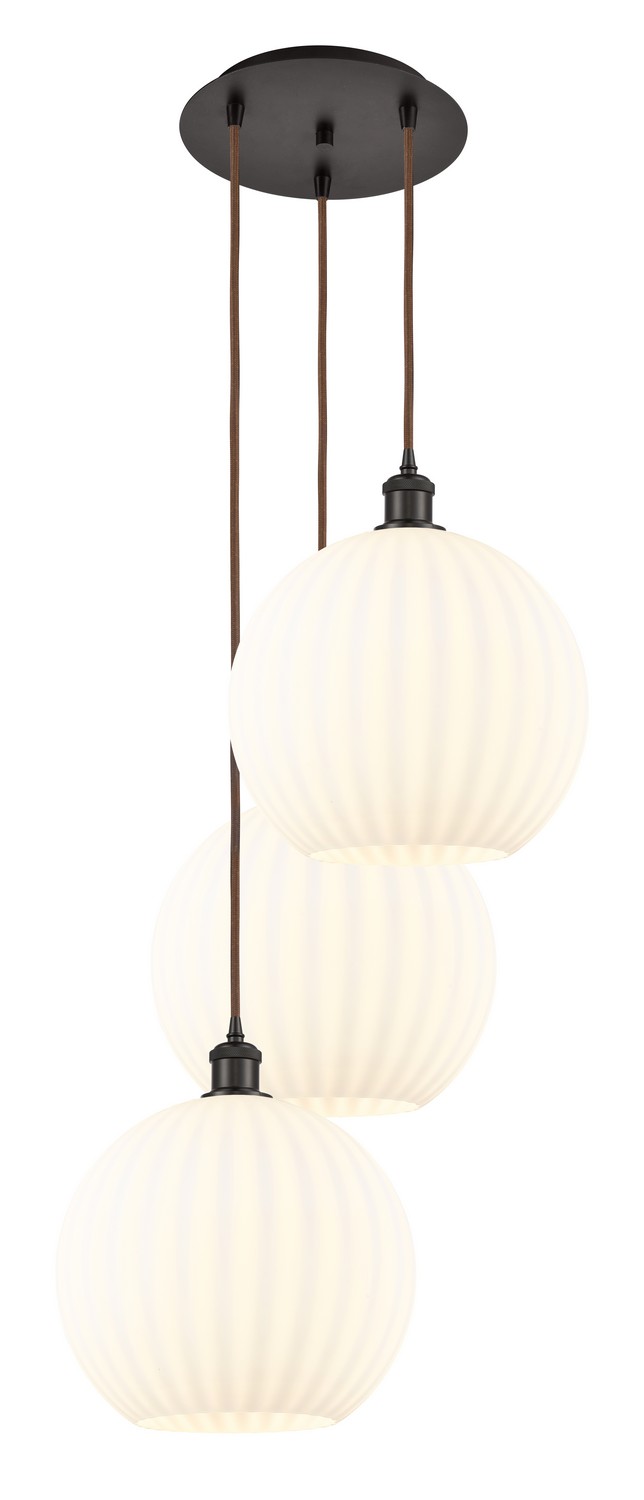 Three Light Pendant by Innovations - Ballston Collection, Oil Rubbed Bronze Finish - 113B-3P-OB-G1217-12WV