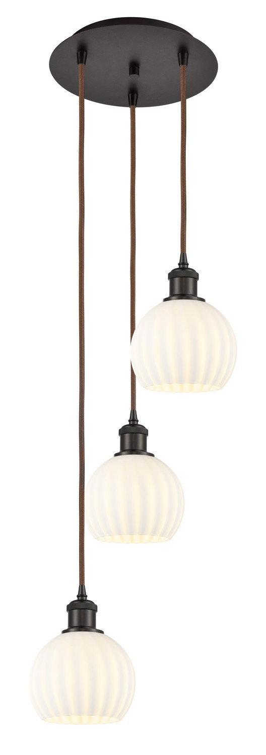 Three Light Pendant by Innovations - Ballston Collection, Oil Rubbed Bronze Finish - 113B-3P-OB-G1217-6WV