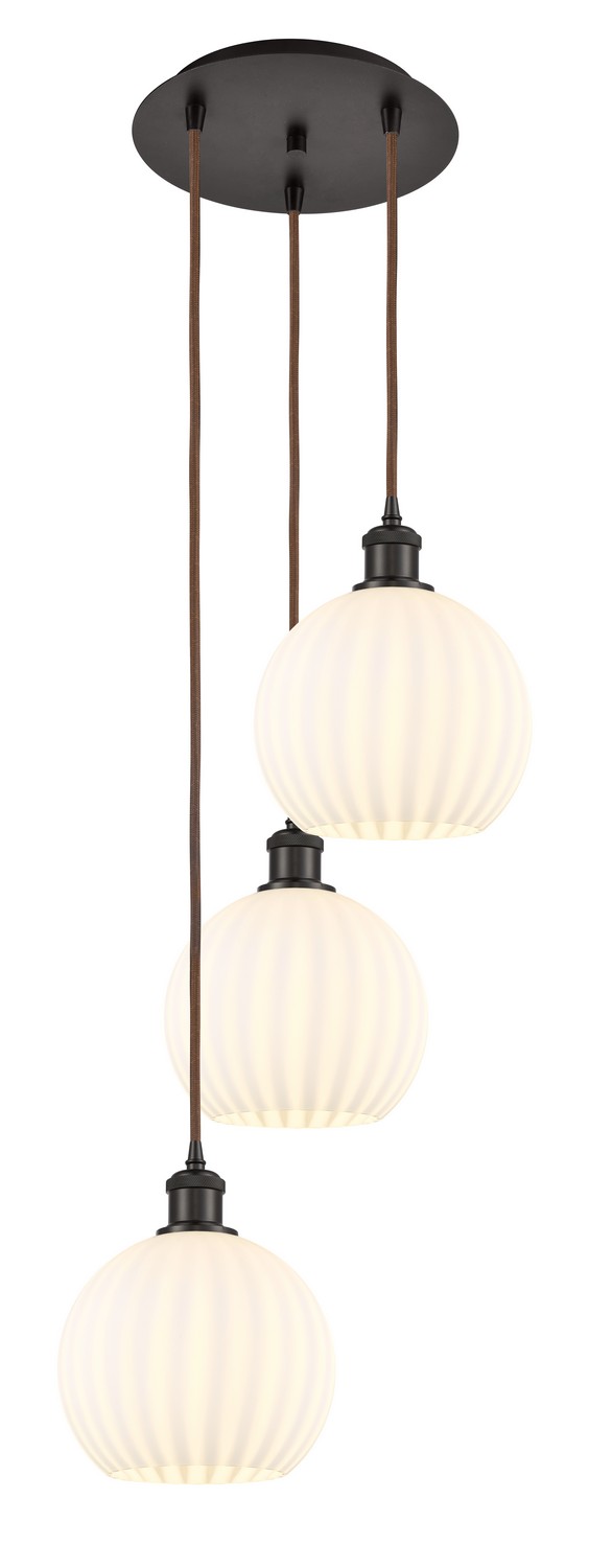 Three Light Pendant by Innovations - Ballston Collection, Oil Rubbed Bronze Finish - 113B-3P-OB-G1217-8WV
