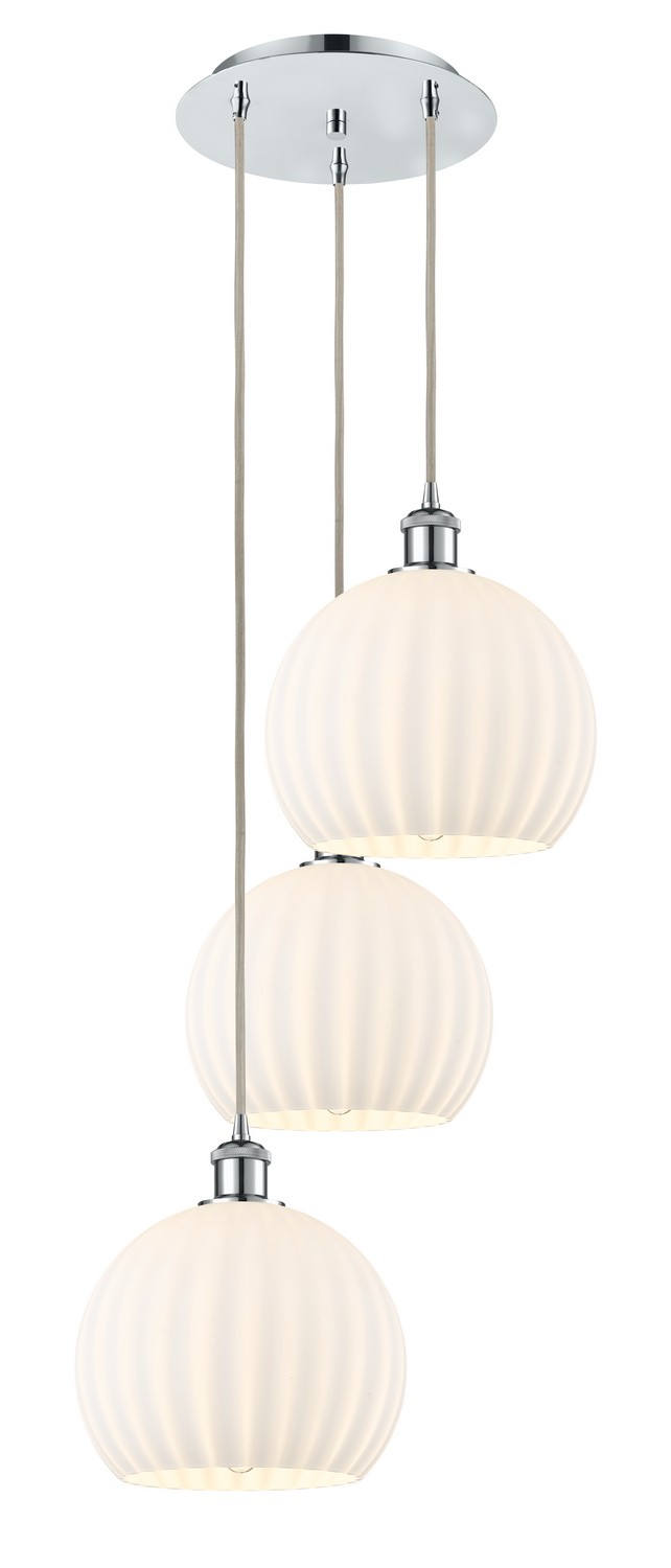 Three Light Pendant by Innovations - Ballston Collection, Polished Chrome Finish - 113B-3P-PC-G1217-10WV