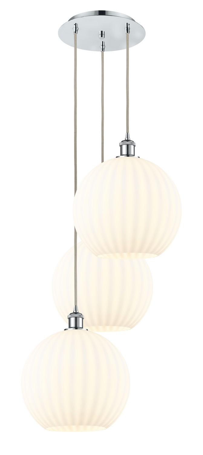 Three Light Pendant by Innovations - Ballston Collection, Polished Chrome Finish - 113B-3P-PC-G1217-12WV