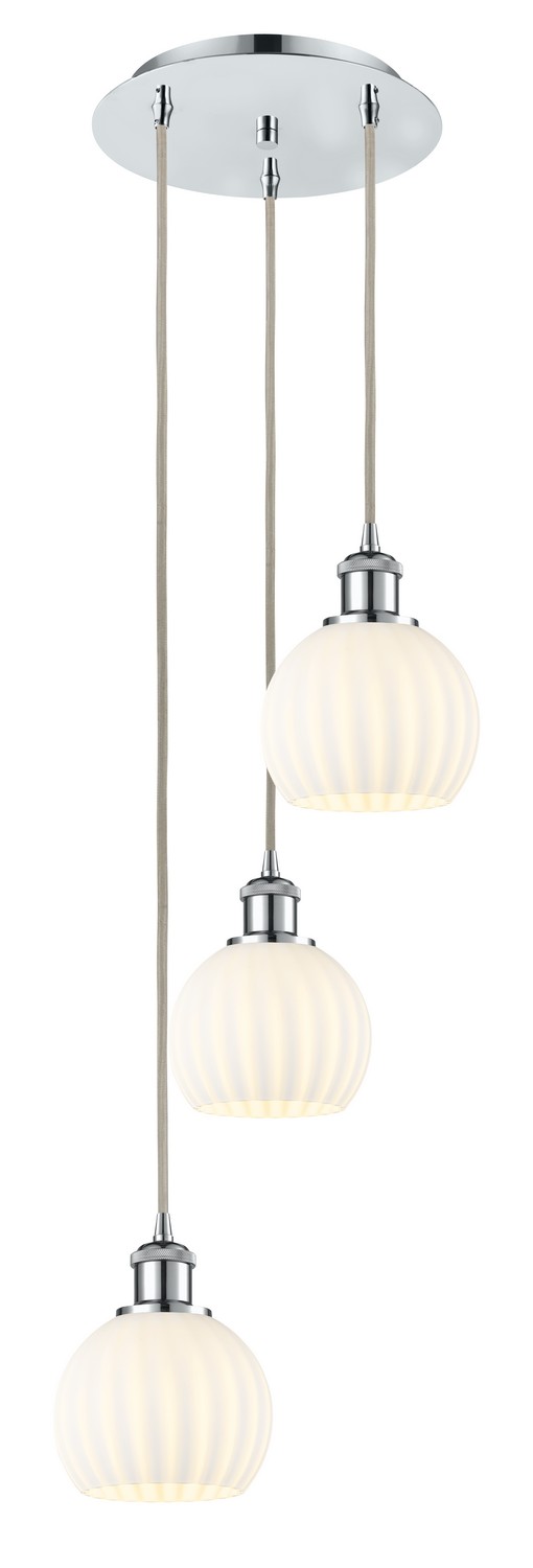 Three Light Pendant by Innovations - Ballston Collection, Polished Chrome Finish - 113B-3P-PC-G1217-6WV