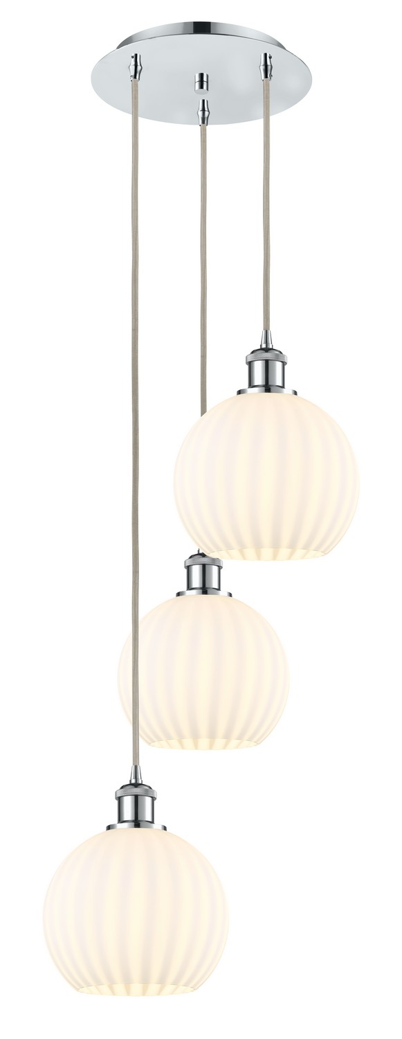 Three Light Pendant by Innovations - Ballston Collection, Polished Chrome Finish - 113B-3P-PC-G1217-8WV