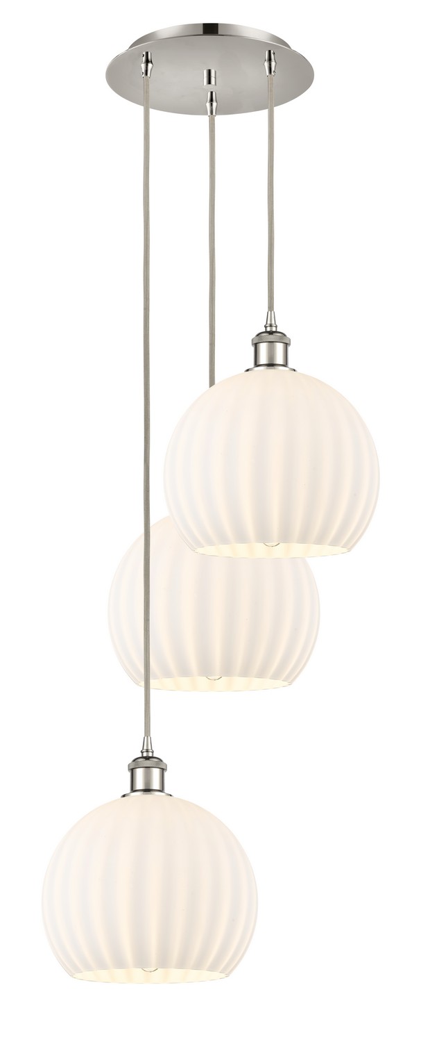 Three Light Pendant by Innovations - Ballston Collection, Polished Nickel Finish - 113B-3P-PN-G1217-10WV