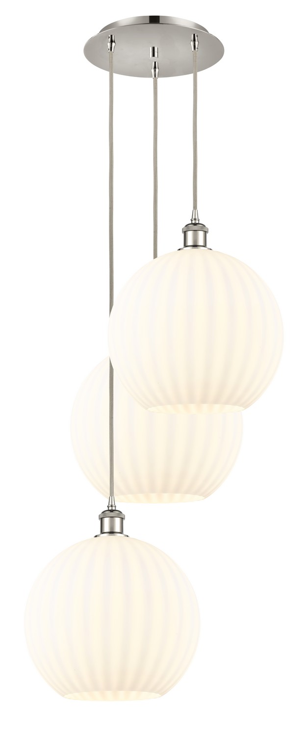 Three Light Pendant by Innovations - Ballston Collection, Polished Nickel Finish - 113B-3P-PN-G1217-12WV
