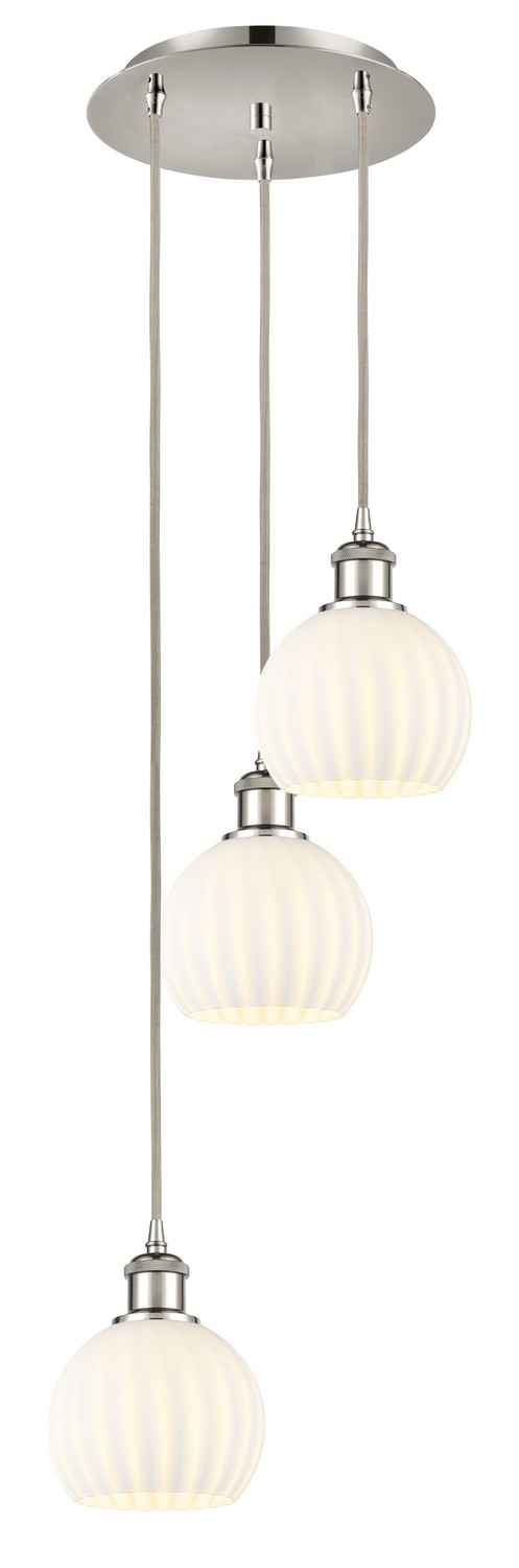 Three Light Pendant by Innovations - Ballston Collection, Polished Nickel Finish - 113B-3P-PN-G1217-6WV