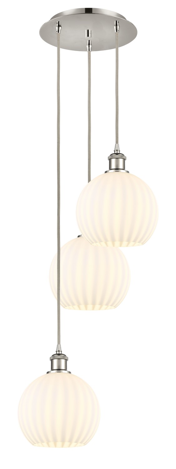 Three Light Pendant by Innovations - Ballston Collection, Polished Nickel Finish - 113B-3P-PN-G1217-8WV