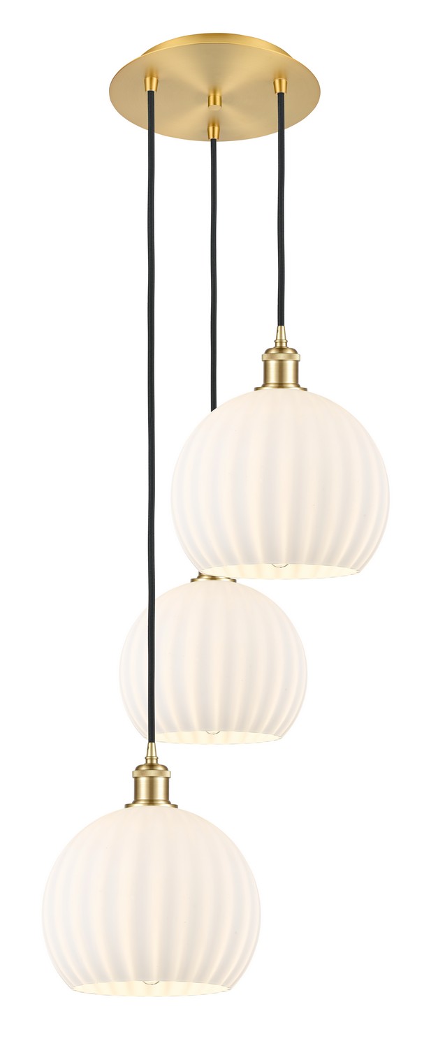 Three Light Pendant by Innovations - Ballston Collection, Satin Gold Finish - 113B-3P-SG-G1217-10WV