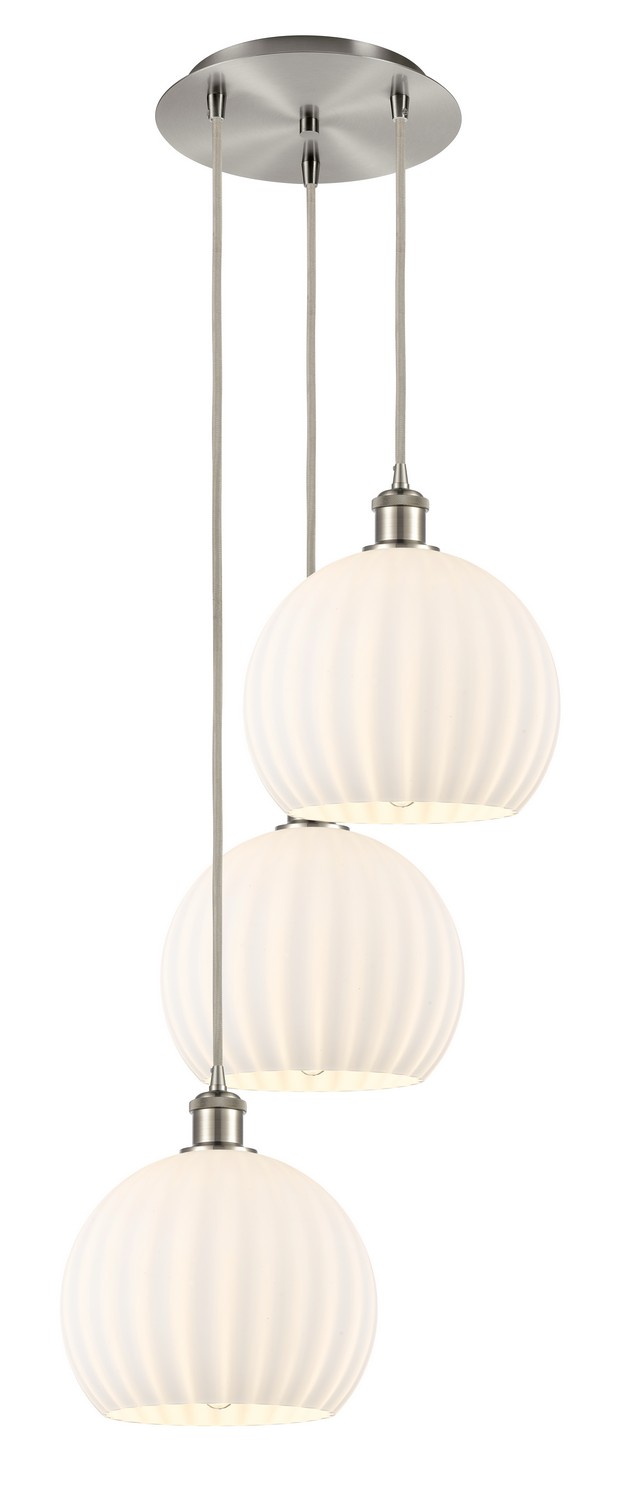 Three Light Pendant by Innovations - Ballston Collection, Brushed Satin Nickel Finish - 113B-3P-SN-G1217-10WV