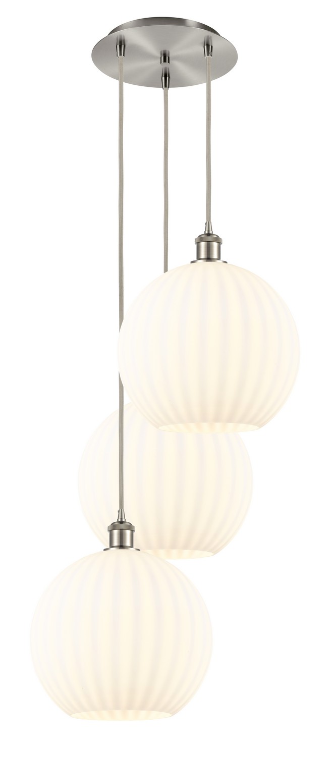 Three Light Pendant by Innovations - Ballston Collection, Brushed Satin Nickel Finish - 113B-3P-SN-G1217-12WV