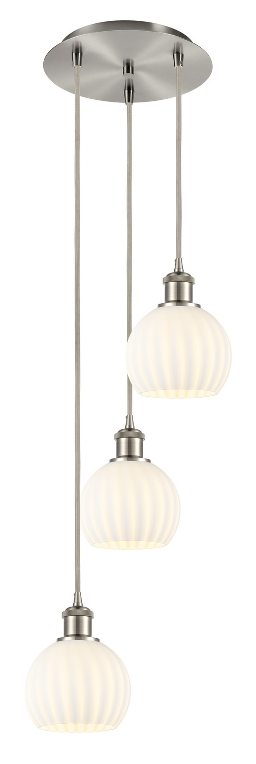 Three Light Pendant by Innovations - Ballston Collection, Brushed Satin Nickel Finish - 113B-3P-SN-G1217-6WV