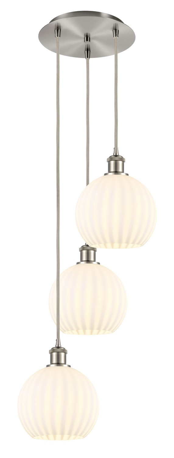 Three Light Pendant by Innovations - Ballston Collection, Brushed Satin Nickel Finish - 113B-3P-SN-G1217-8WV