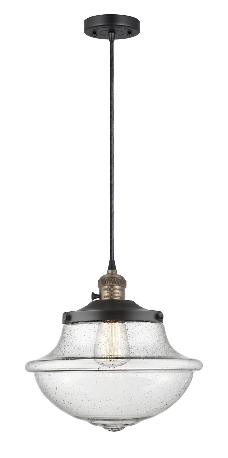 One Light Mini Pendant by Innovations - Franklin Restoration Collection, Black Antique Brass Finish - 201CSW-BAB-G544