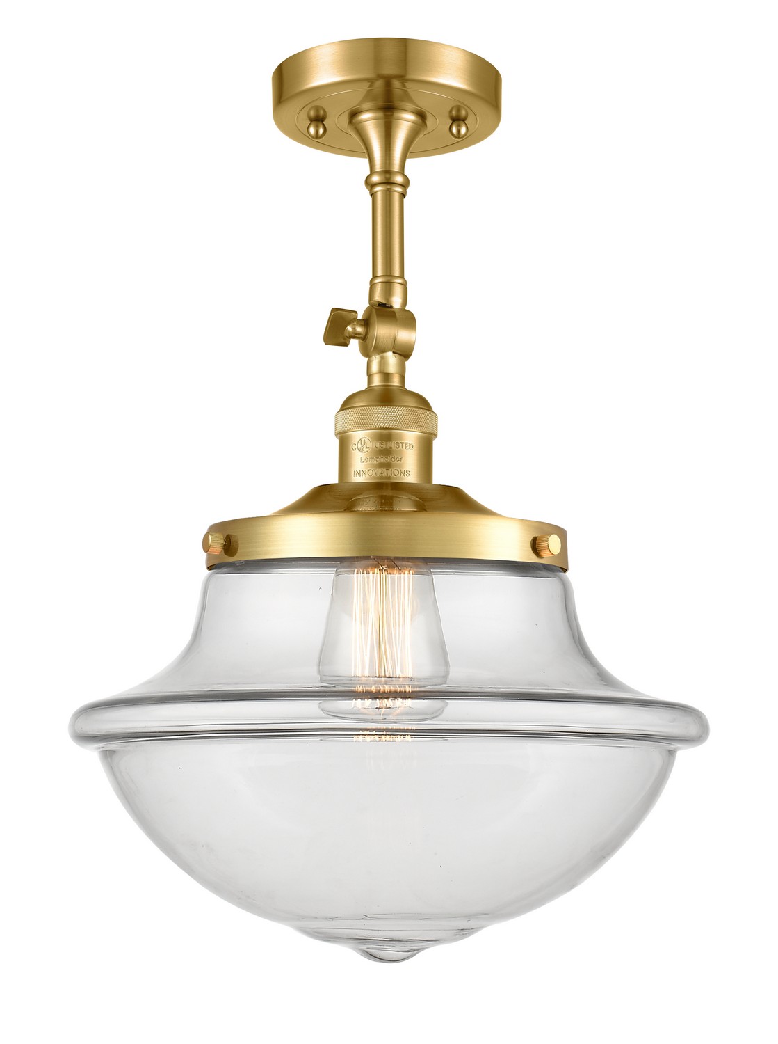 One Light Semi-Flush Mount by Innovations - Franklin Restoration Collection, Satin Gold Finish - 201F-SG-G542