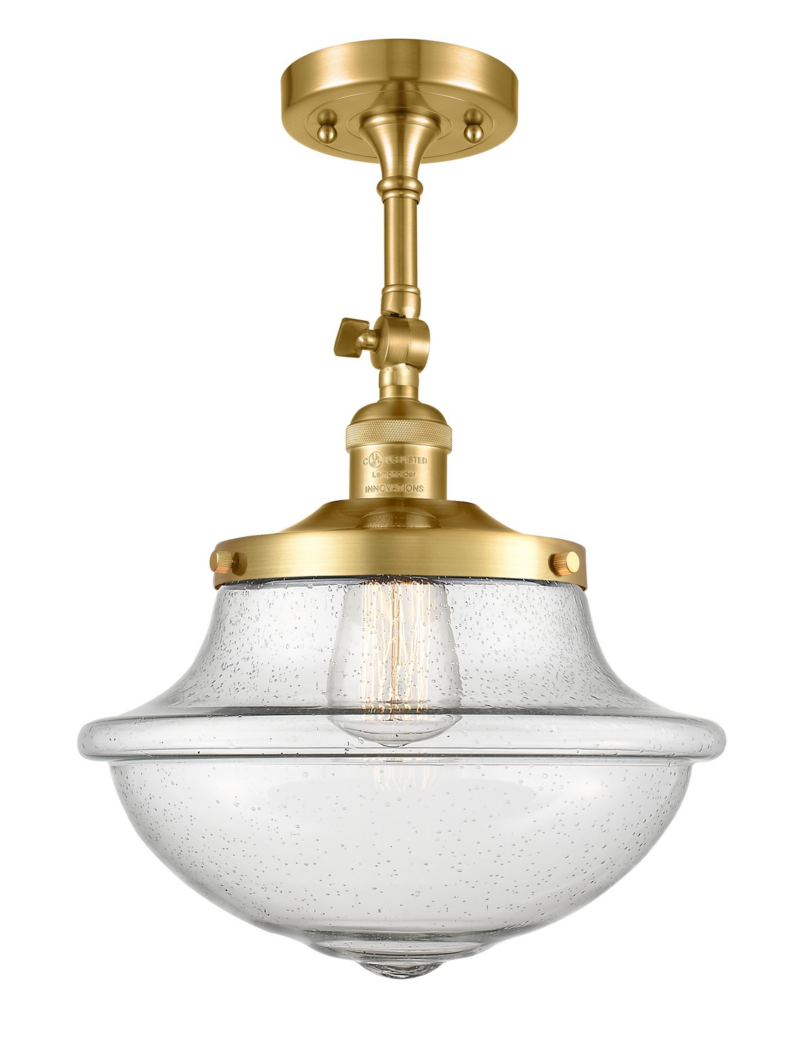 One Light Semi-Flush Mount by Innovations - Franklin Restoration Collection, Satin Gold Finish - 201F-SG-G544