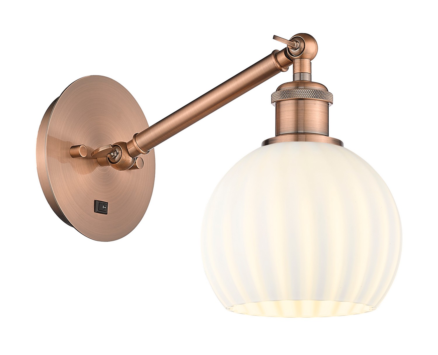 One Light Wall Sconce by Innovations - Ballston Collection, Antique Copper Finish - 317-1W-AC-G1217-6WV