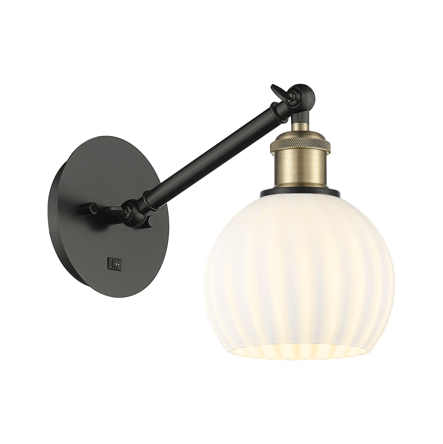 One Light Wall Sconce by Innovations - Ballston Collection, Black Antique Brass Finish - 317-1W-BAB-G1217-6WV