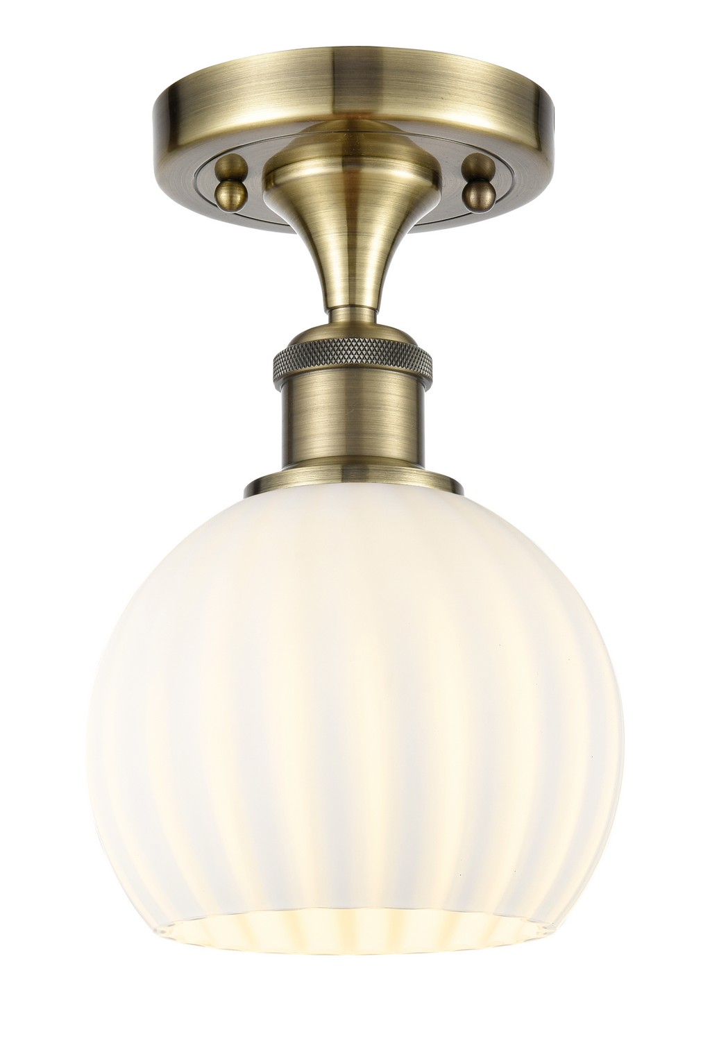 One Light Semi-Flush Mount by Innovations - Ballston Collection, Antique Brass Finish - 516-1C-AB-G1217-6WV