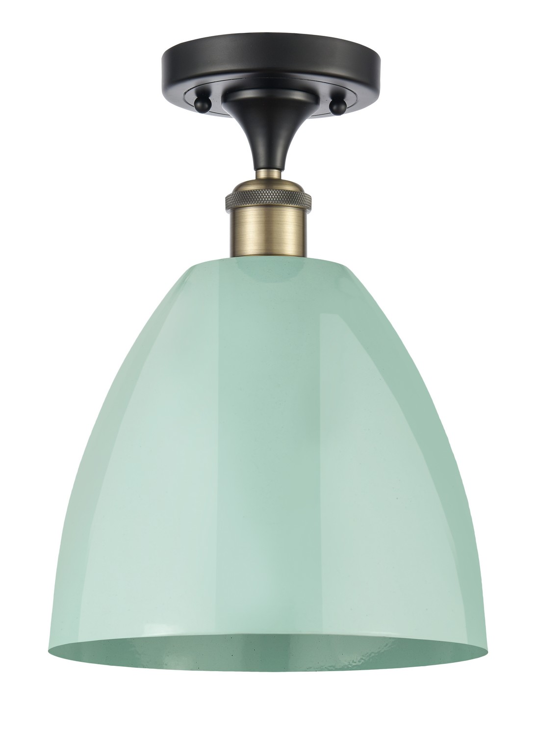 One Light Semi-Flush Mount by Innovations - Ballston Collection, Black Antique Brass Finish - 516-1C-BAB-MBD-9-SF