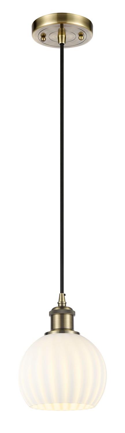 One Light Mini Pendant by Innovations - Ballston Collection, Antique Brass Finish - 516-1P-AB-G1217-6WV