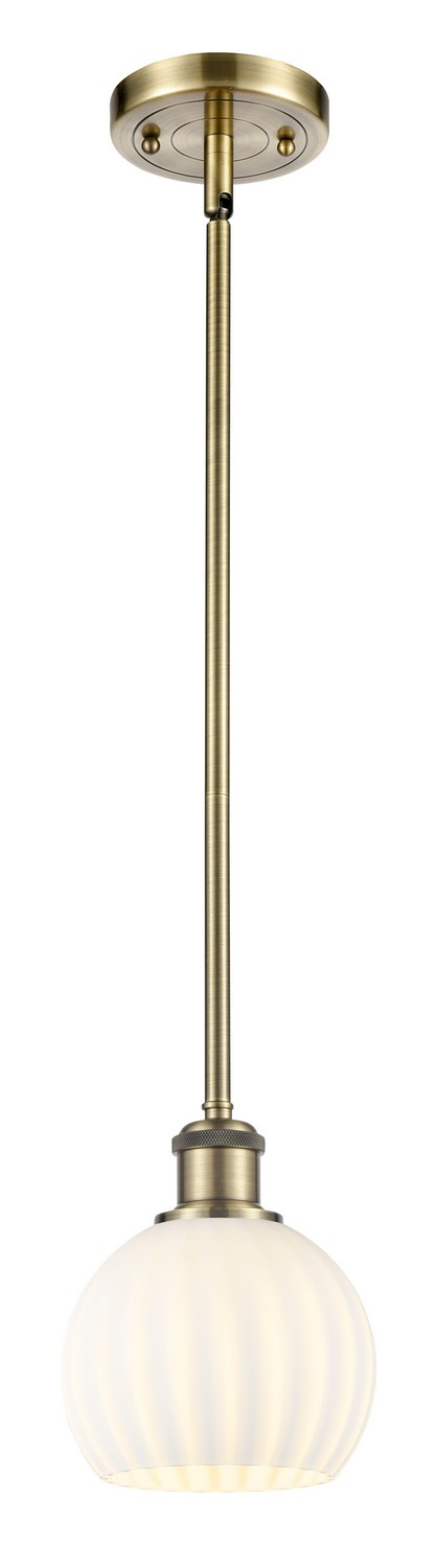 One Light Mini Pendant by Innovations - Ballston Collection, Antique Brass Finish - 516-1S-AB-G1217-6WV