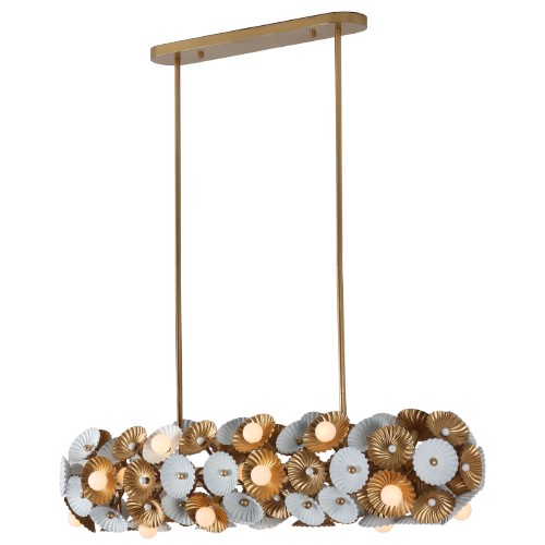 KALC 520361WVB 24 Light Island Pendant White and Vintage Brass Number Of Bulbs 24 Candelabra