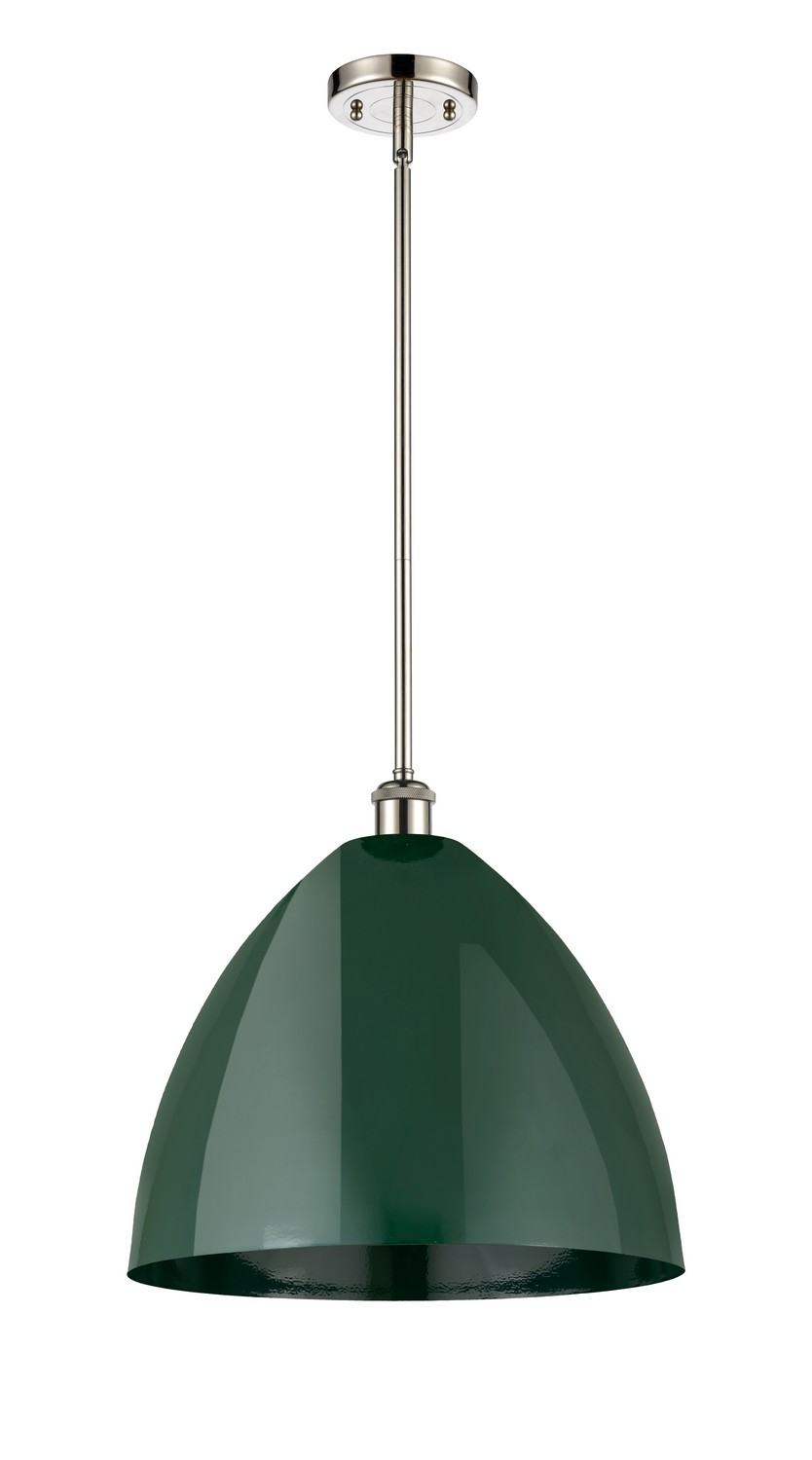 One Light Pendant by Innovations - Ballston Collection, Polished Nickel Finish - 516-1S-PN-MBD-16-GR