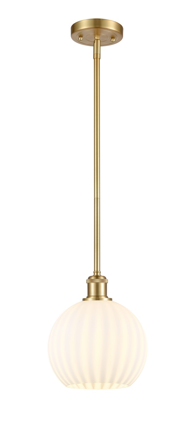 One Light Mini Pendant by Innovations - Ballston Collection, Satin Gold Finish - 516-1S-SG-G1217-8WV