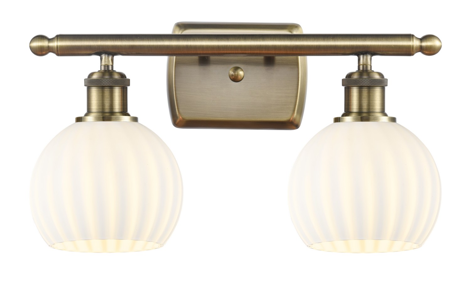 Two Light Bath Vanity by Innovations - Ballston Collection, Antique Brass Finish - 516-2W-AB-G1217-6WV