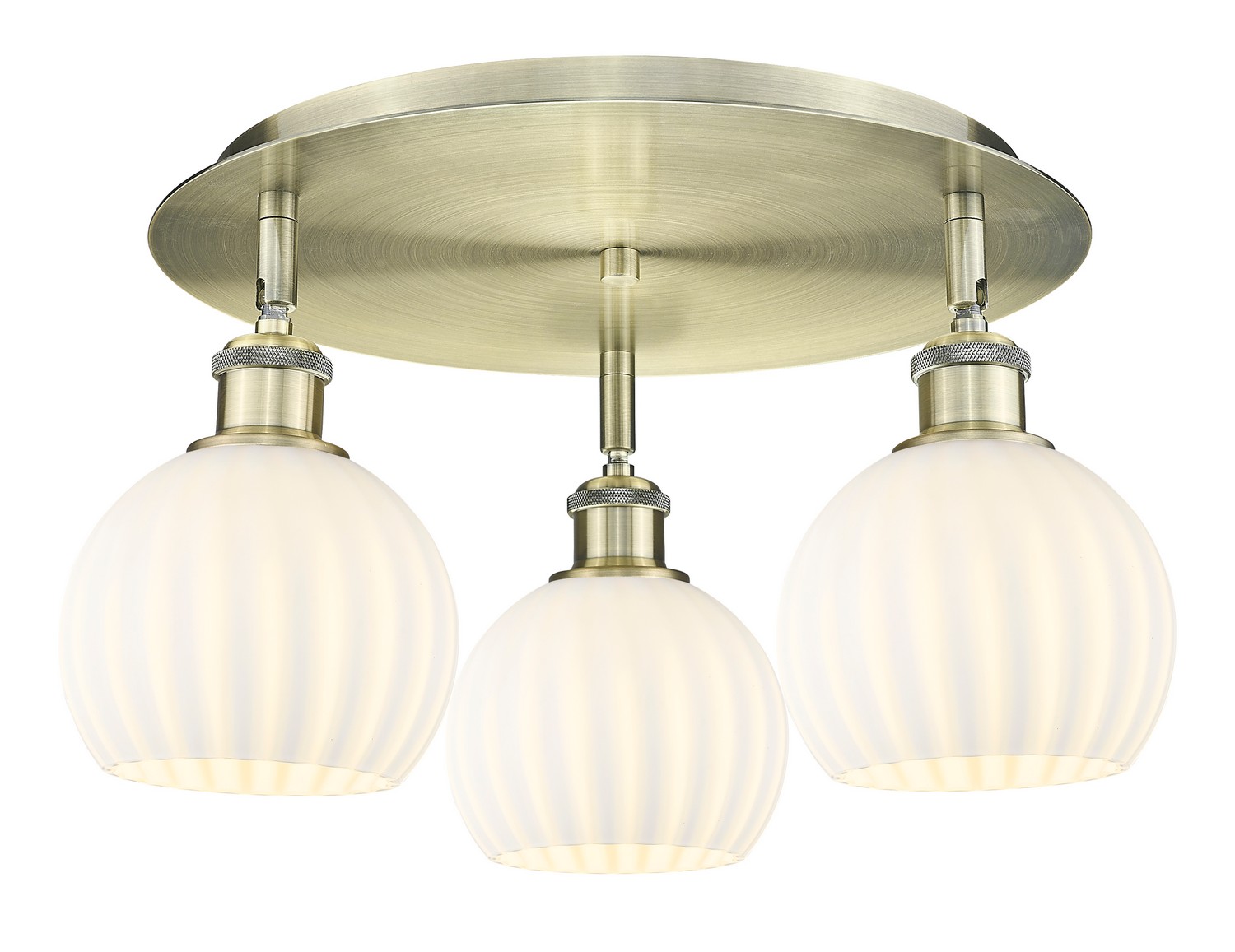 Three Light Semi-Flush Mount by Innovations - Ballston Collection, Antique Brass Finish - 516-3C-AB-G1217-6WV