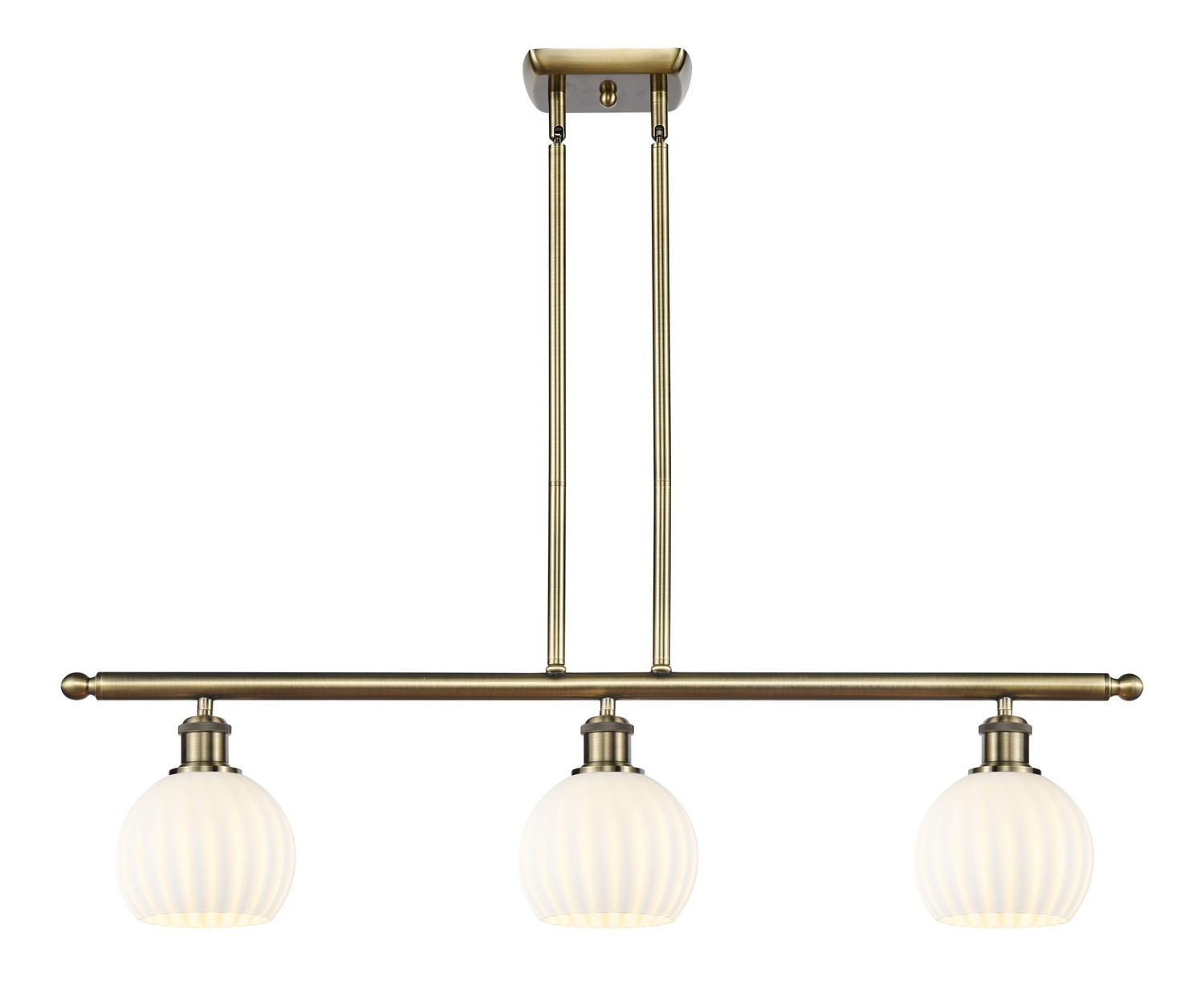 Three Light Island Pendant by Innovations - Ballston Collection, Antique Brass Finish - 516-3I-AB-G1217-6WV