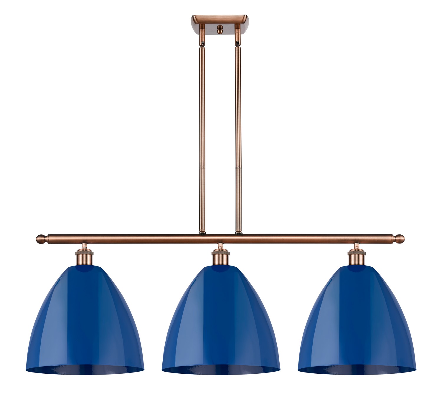 Three Light Island Pendant by Innovations - Ballston Collection, Antique Copper Finish - 516-3I-AC-MBD-12-BL