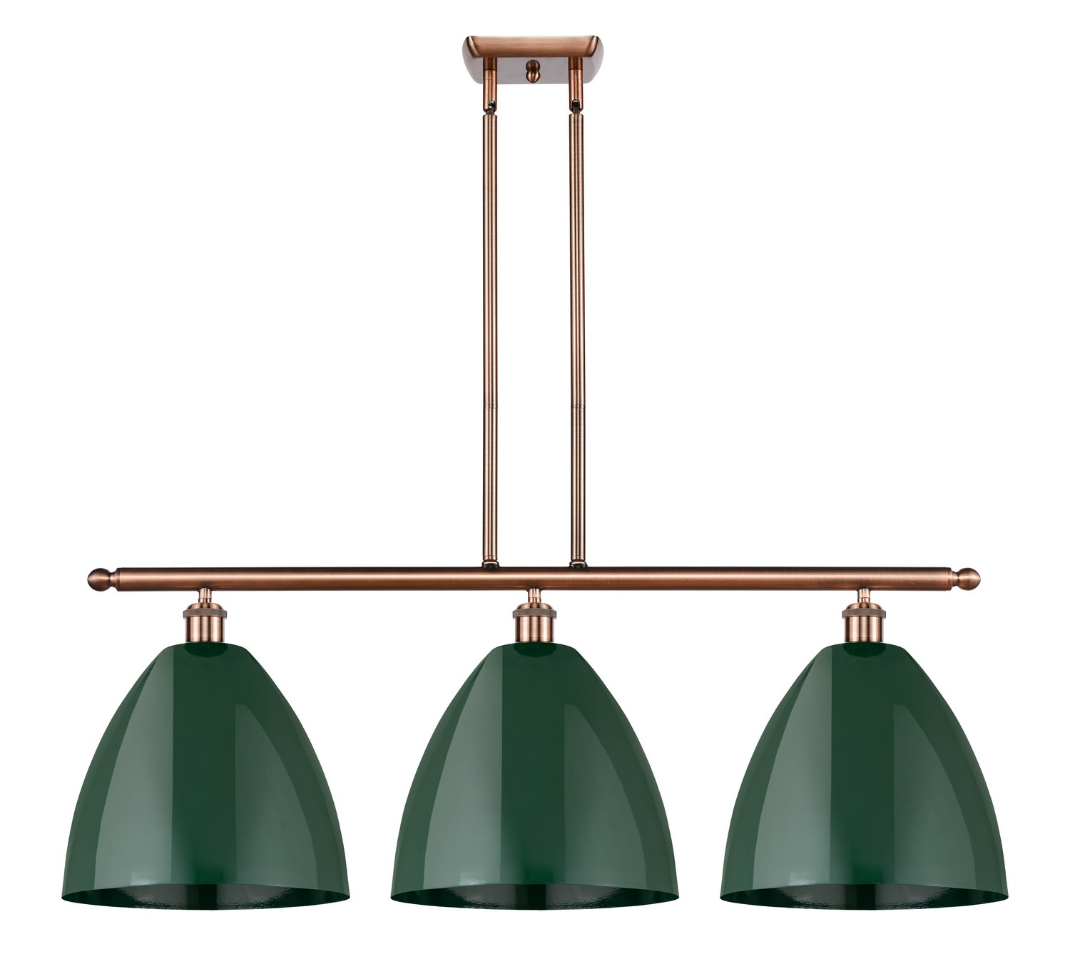 Three Light Island Pendant by Innovations - Ballston Collection, Antique Copper Finish - 516-3I-AC-MBD-12-GR