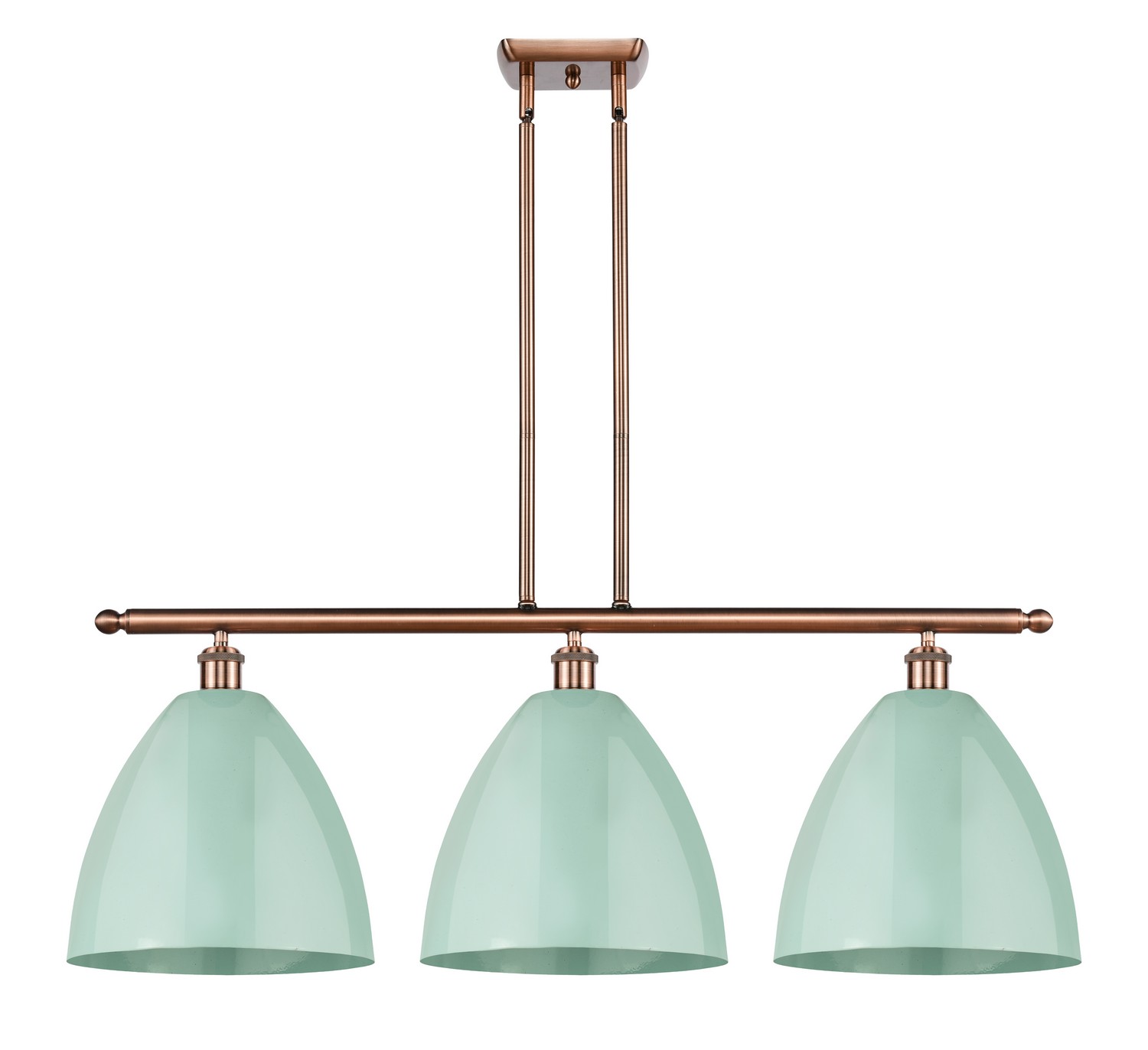 Three Light Island Pendant by Innovations - Ballston Collection, Antique Copper Finish - 516-3I-AC-MBD-12-SF