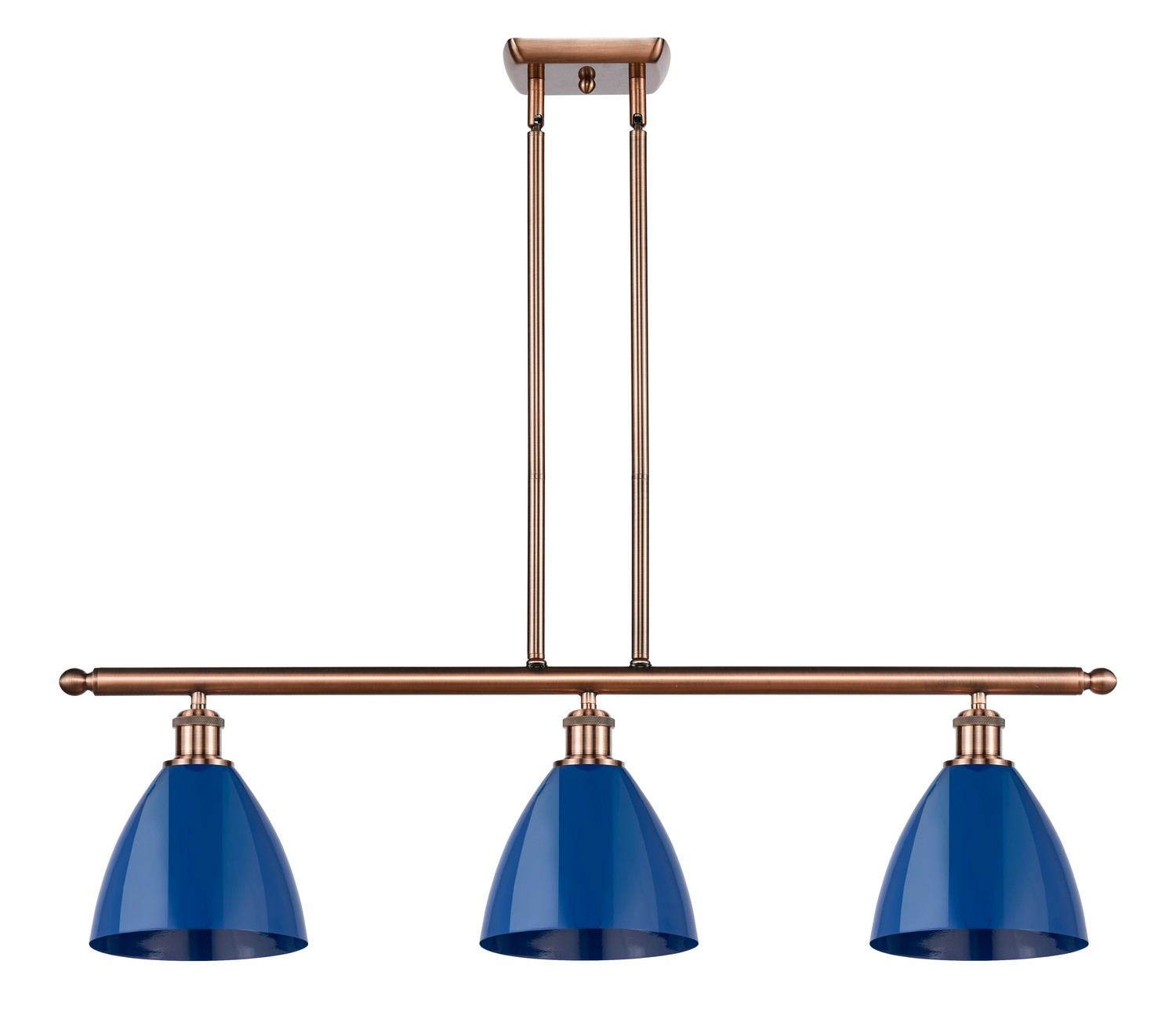 Three Light Island Pendant by Innovations - Ballston Collection, Antique Copper Finish - 516-3I-AC-MBD-75-BL